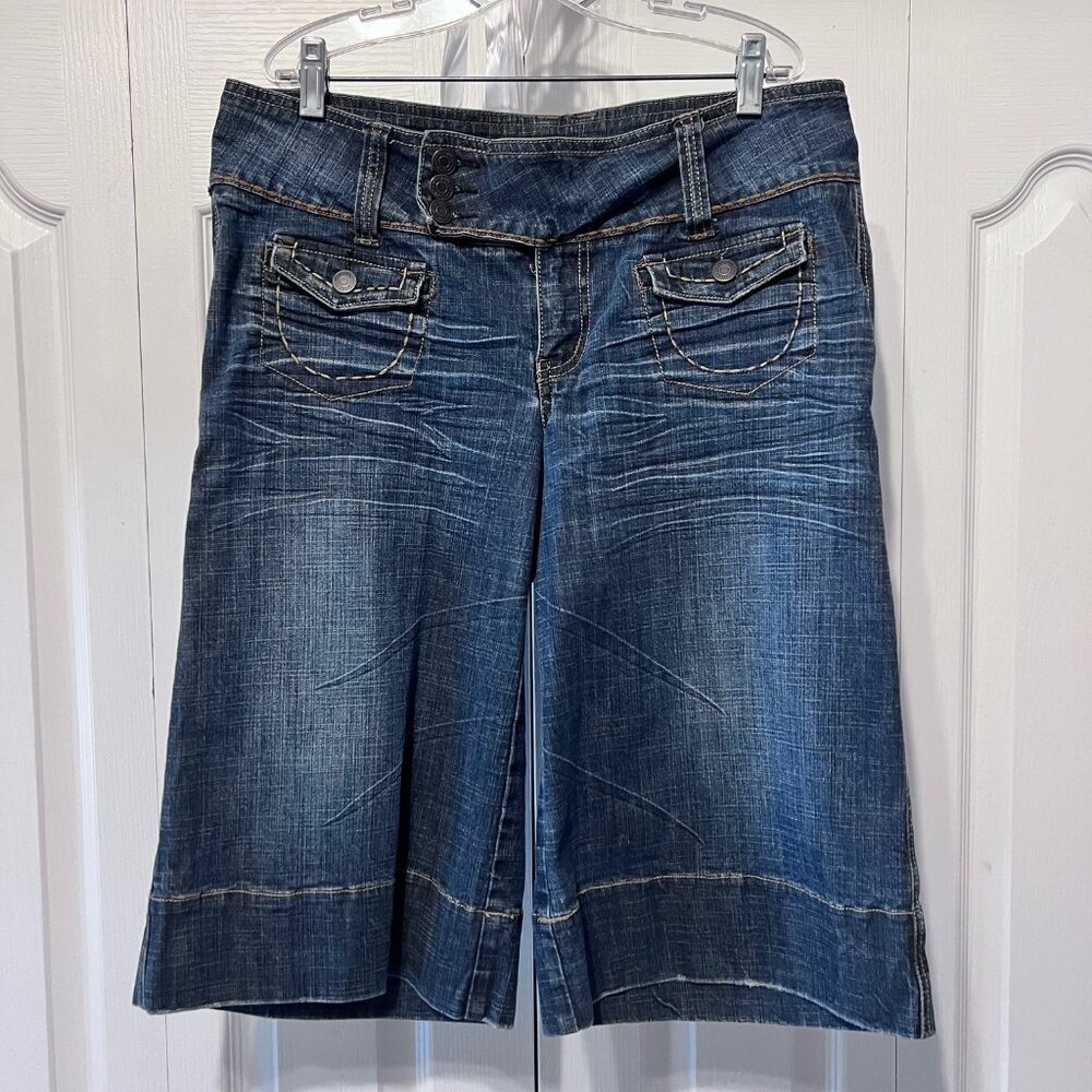 Hydraulic Long Low Mid Jean/Denim Shorts/Capris-Size 11-12 Jrs. Distressed-Comfy